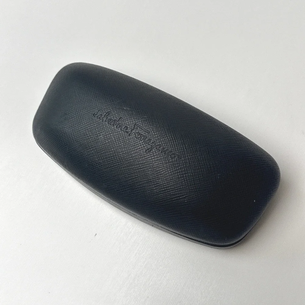Salvatore Ferragamo Black Saffiano Texture Hardshell Sunglasses Eyeglasses Case